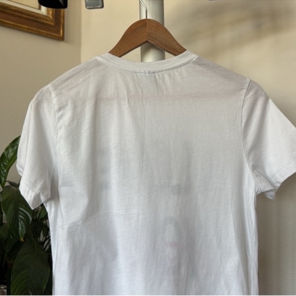 Zara White T shirt/Tee/Top Sz M Blue Pink Spell out - Picture 6 of 7